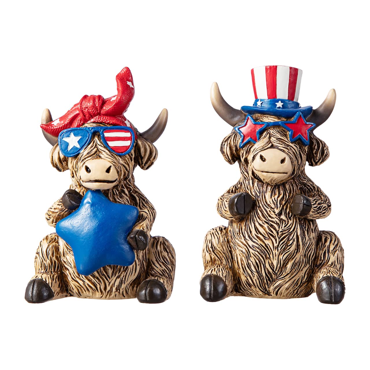 Glitzhome® Patriotic Americana Highland Cow Table Décor